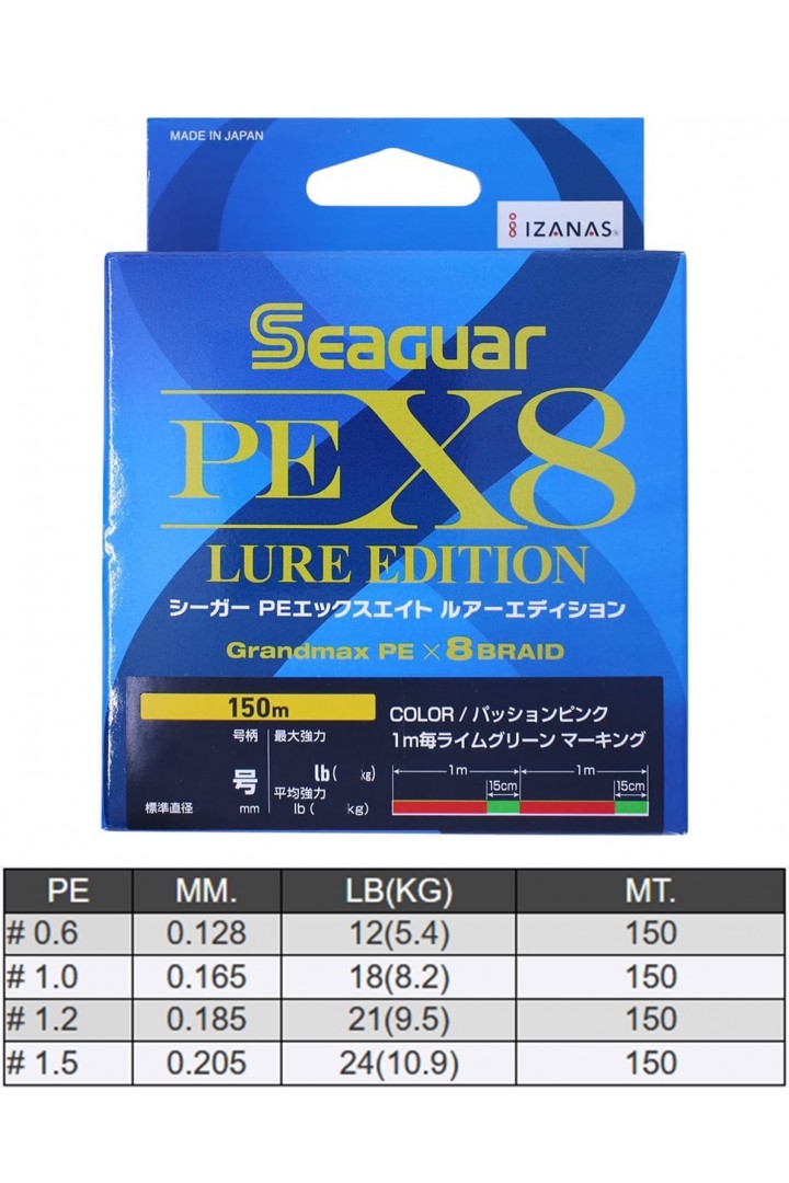 Seaguar Lure Edition PE 8 Örgü Spin İp Misina 150mt Multi Color