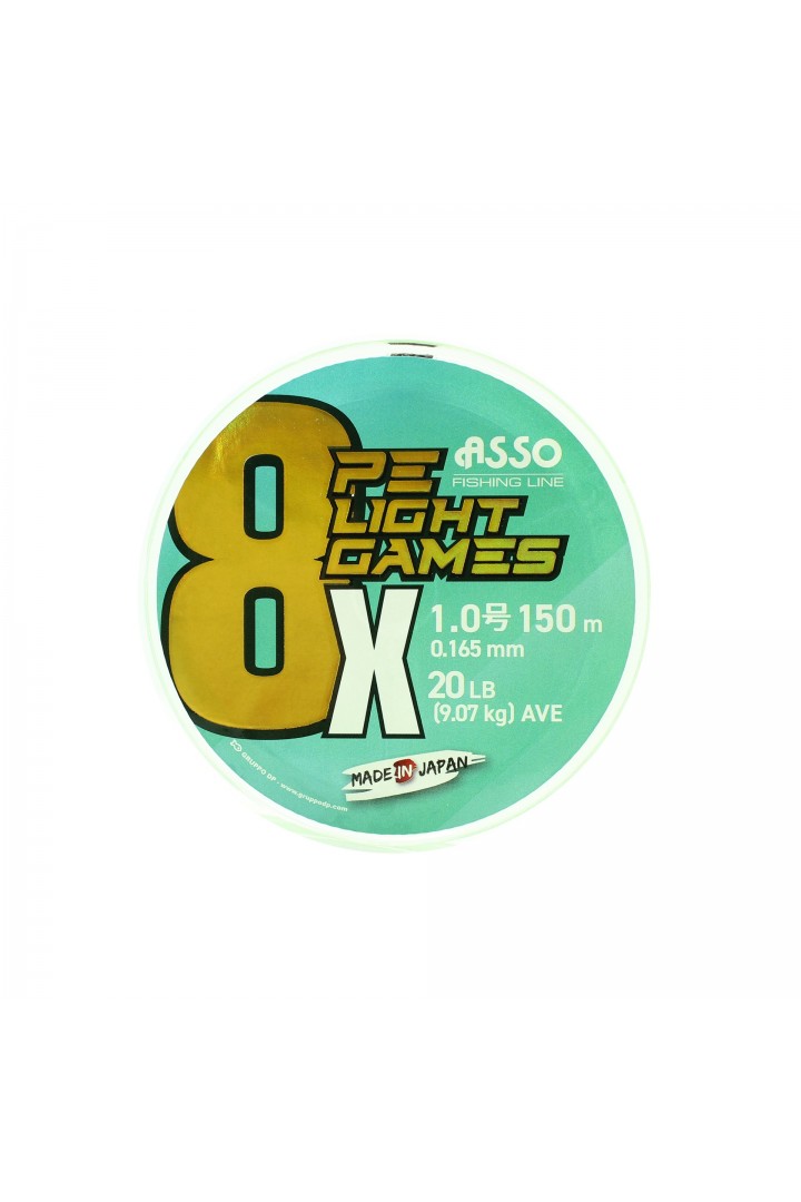 Asso 8X Light Games PE 8 Örgü Spin İp Misina 150mt Fluo Green